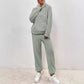 Women's Solid Color Plush Hooded Long Sleeve Trousers Suit
