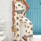 Thin Breathable Positioning Printing Vest Jacket Breasted Elastic Waist Wide Leg Pants Two-piece Set
