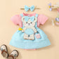 Girls' Cute Frog Short-sleeved Double-layer Dress