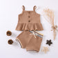 Sunken Stripe Suspenders Small Skirt Rib Shorts Suit