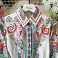 Single-breasted Long Palace Style Printed Dress With Belt