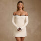 Womens Strapless Halterneck Dress With A Fitted Waist And Long Sleeves
