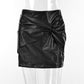 Jupe polyvalente décontractée taille haute en cuir PU pour femme