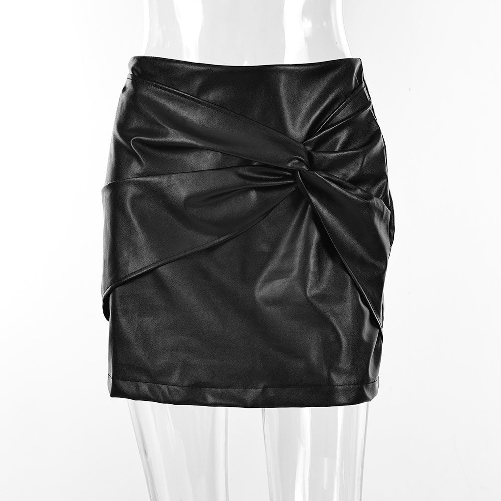 Jupe polyvalente décontractée taille haute en cuir PU pour femme