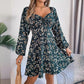 Robe à imprimé floral à manches lanternes, décontractée et sexy, col carré, manches longues, coupe trapèze, vêtements pour femmes