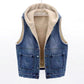 New Denim Vest Fleece-lined Thickened Slim Fit Hooded Cotton Jacket Warm Top Fashion