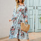 Womens Versatile Round-neck Floral Chiffon Dress