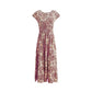 Stylish And Elegant V-neck Short-sleeve Vintage-print Dress