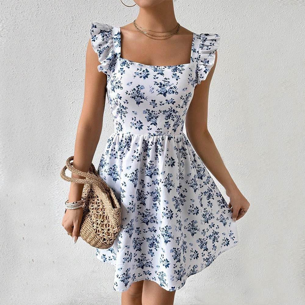 Robe fleurie ajustée à la mode pour femmes