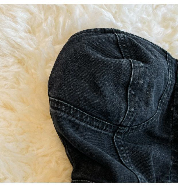 Combinaison en jean à petit haut tube pour femme, style rétro d'été