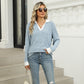 Lapel Long Sleeve Loose-fitting T-shirt Top Women