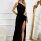 Women's One-shoulder Sleeveless Asymmetric Rhinestone Dress