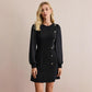 Women's Round Neck Clinch Slim Long Sleeve Solid Color Dress