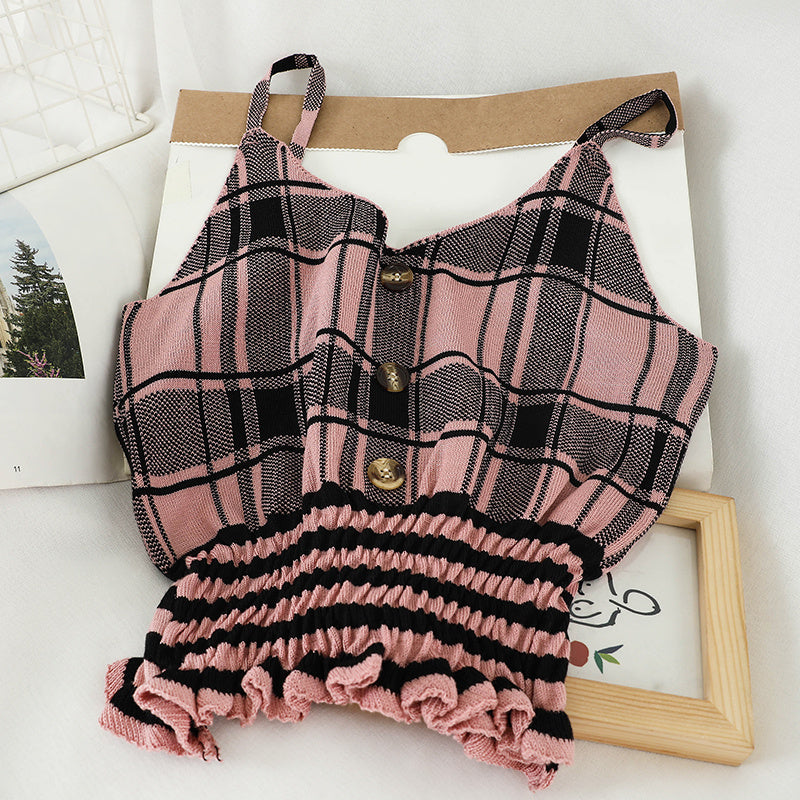 Camisole pull à carreaux à volants à la taille