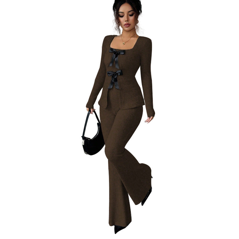 Women's Fashion Long-Sleeve Casual Pants Suit