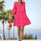 Women's Fashion Temperament Double-layer Bell Sleeve V-neck Doll Type Dress