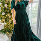 Christmas Velvet Women's Short Sleeve Nipped-waist Pocket Dress