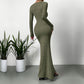 Women's Ouji-style Square Neck Dress For Autumn And Winter
