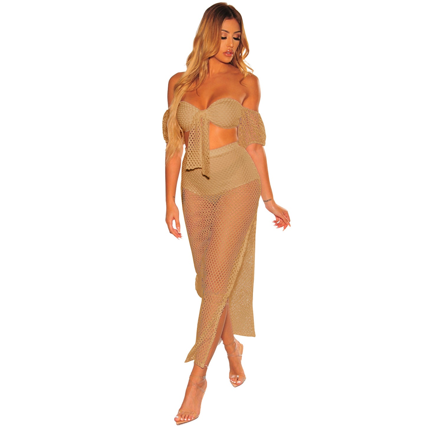 High split two-piece beachwear