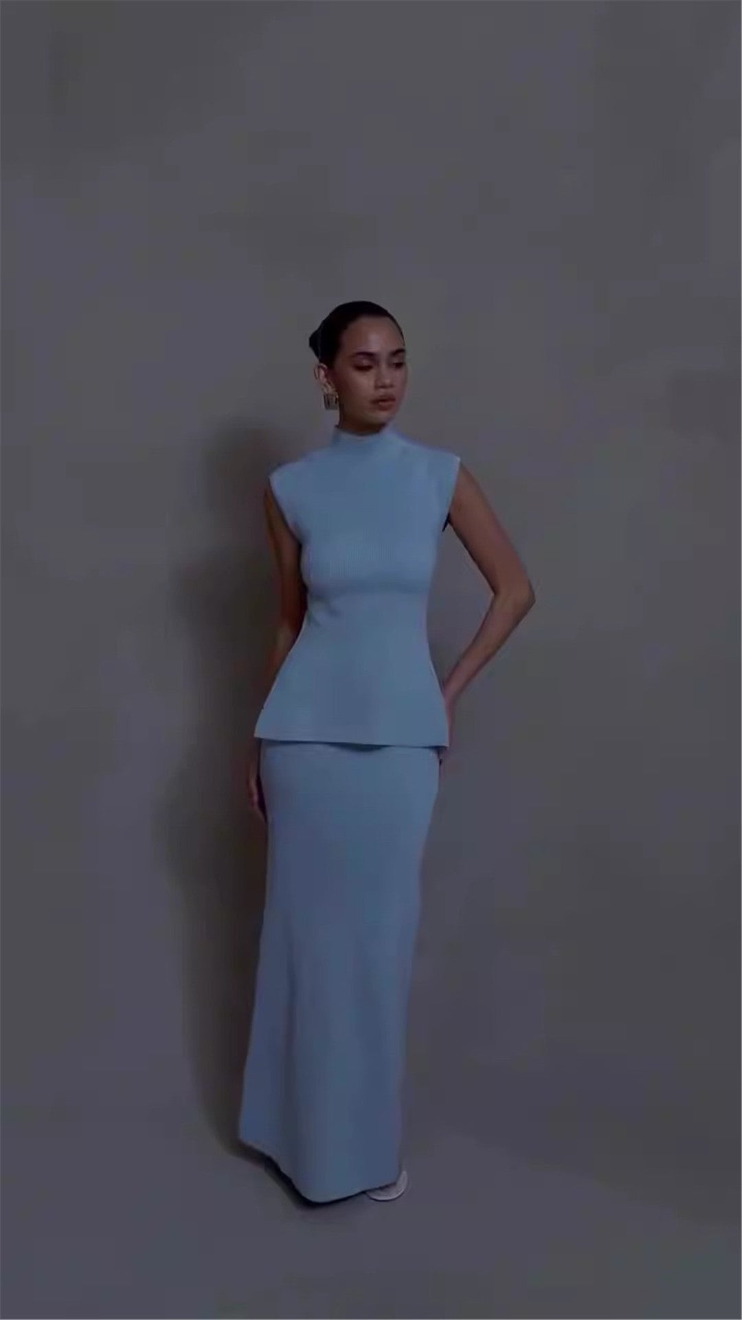 Women's Fashion Knitwear High Waist Hip Skirt Casual Suit