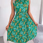 Spring And Summer Wooden Ear Flowers Cinched Pleated Dress