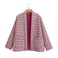 Multicolor Ethnic Print Cotton-padded Coat