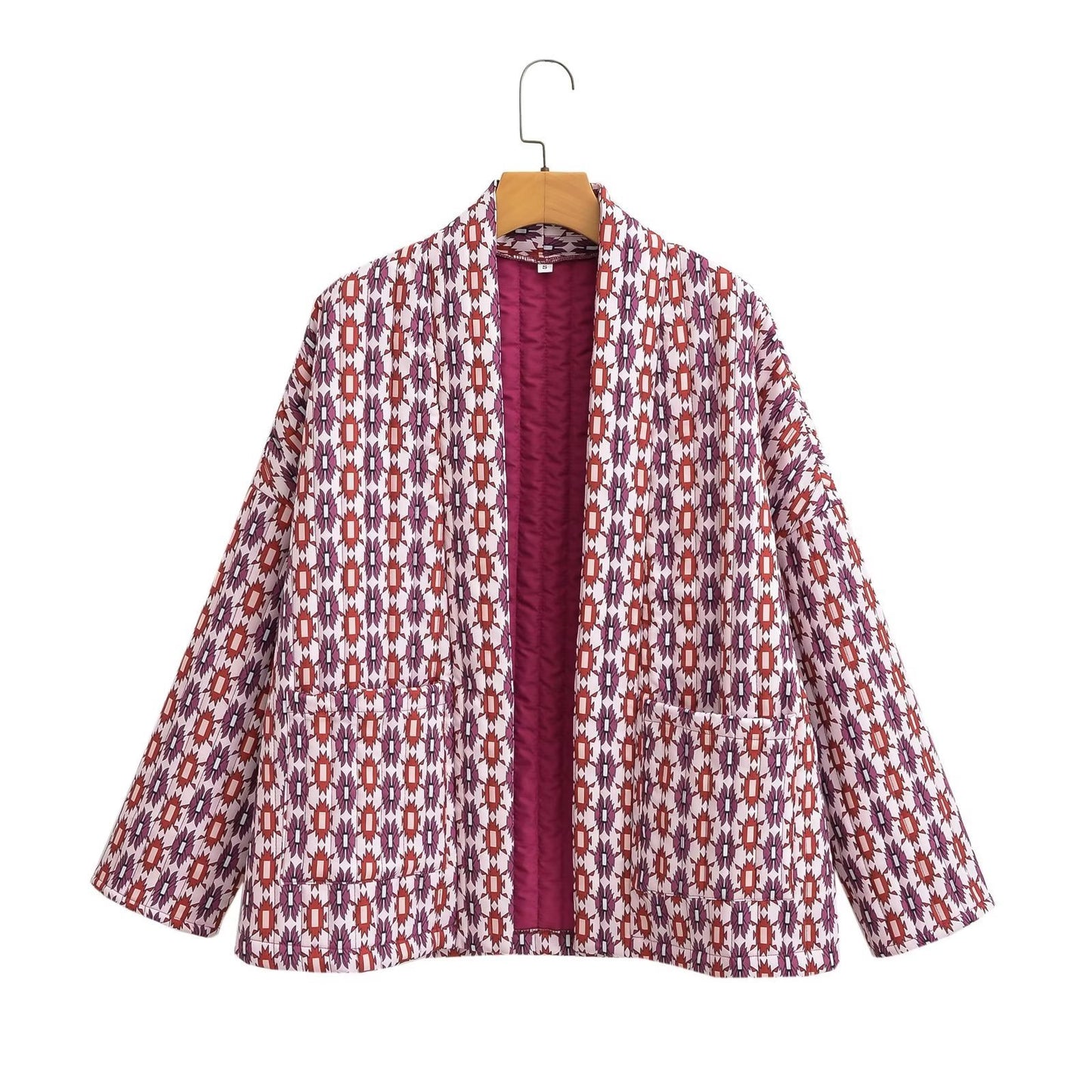 Multicolor Ethnic Print Cotton-padded Coat