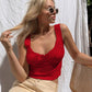 Women's bow pleated strap U-neck vest
