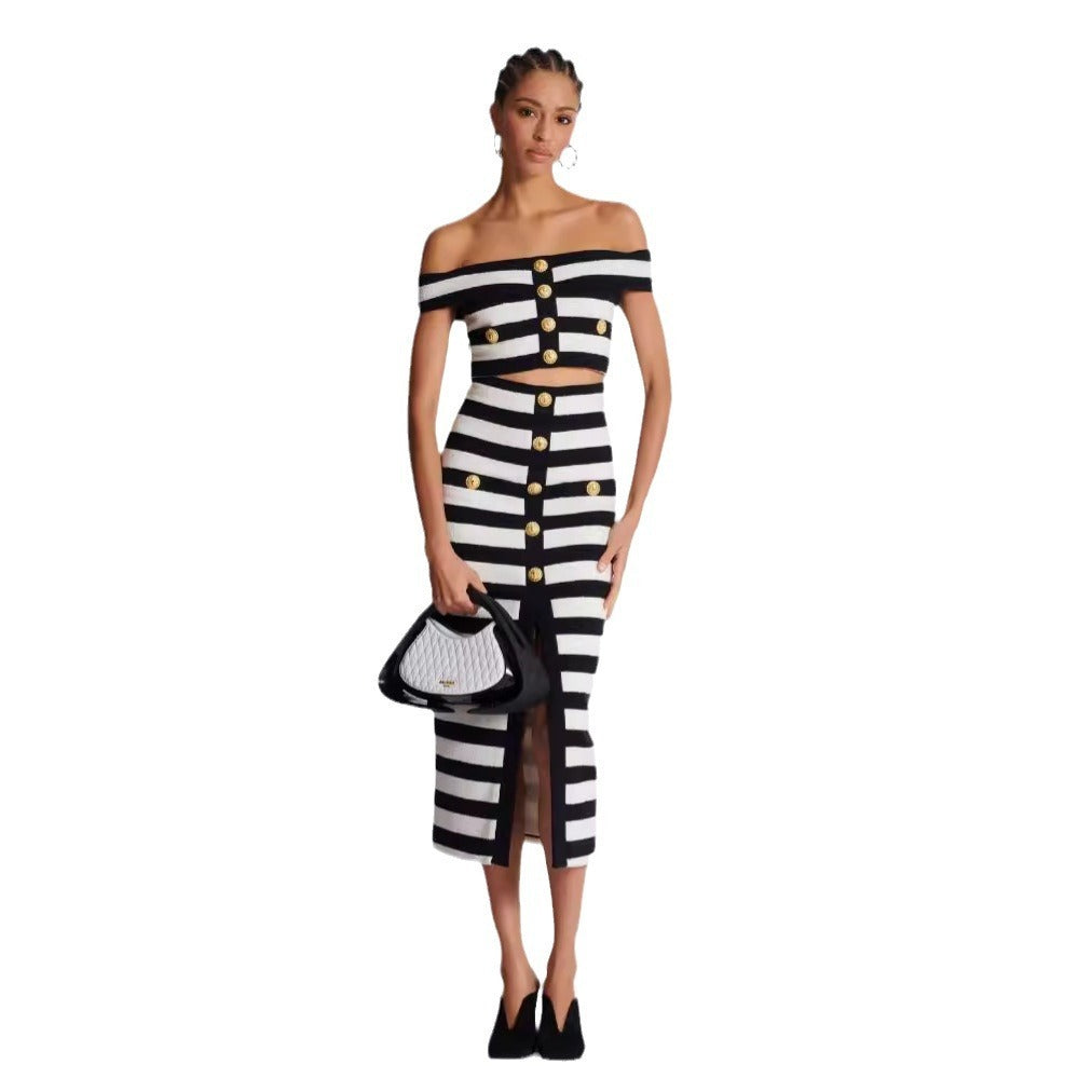 Women's Fashion Shoulder-baring Two-piece Set