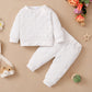 Ensemble printemps-automne pour garçons et filles, couleur bonbon, couleur unie, pois, col rond, manches longues, pantalon, vêtements pour enfants