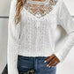 Elegant Fashion Solid Color Lace Stitching Hollow-out Long Sleeve T-shirt