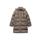 Veste en coton à capuche, coupe ajustée, amincissante et chaude, manteau long