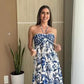 Split Printed Lace-up Tube Top Dress