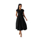 Solid Color Overlapping V-neck Short Sleeve Side Pocket Lace-up Quick-drying Mid-length Casual Dress
