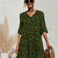 V-neck Flared Sleeves Cake Stitching Dress