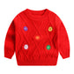 New Girls' Embroidered Flower Sweater Round Neck Children's Sweater 7-needle Single-layer Knitted Jacket