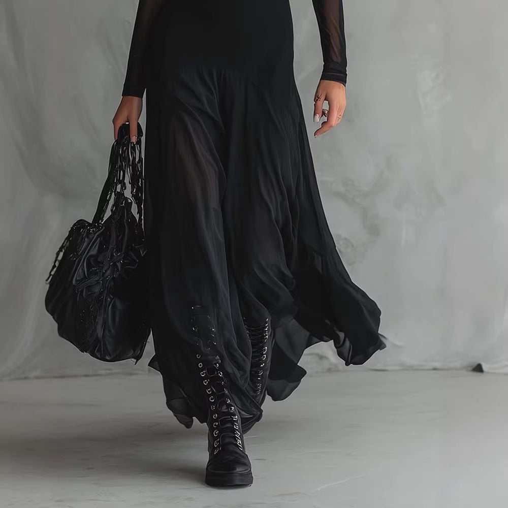 Womens Mesh Patchwork Regular Sleeves Dress
