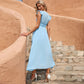 Sleeveless V-neck Casual Slit Midi Skirt