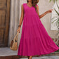 Women's Summer Solid Color And V-neck Layered Stitching Loose Dress