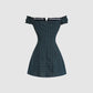 Women's New Arrival Plaid Printed Off-the-Shoulder Dress