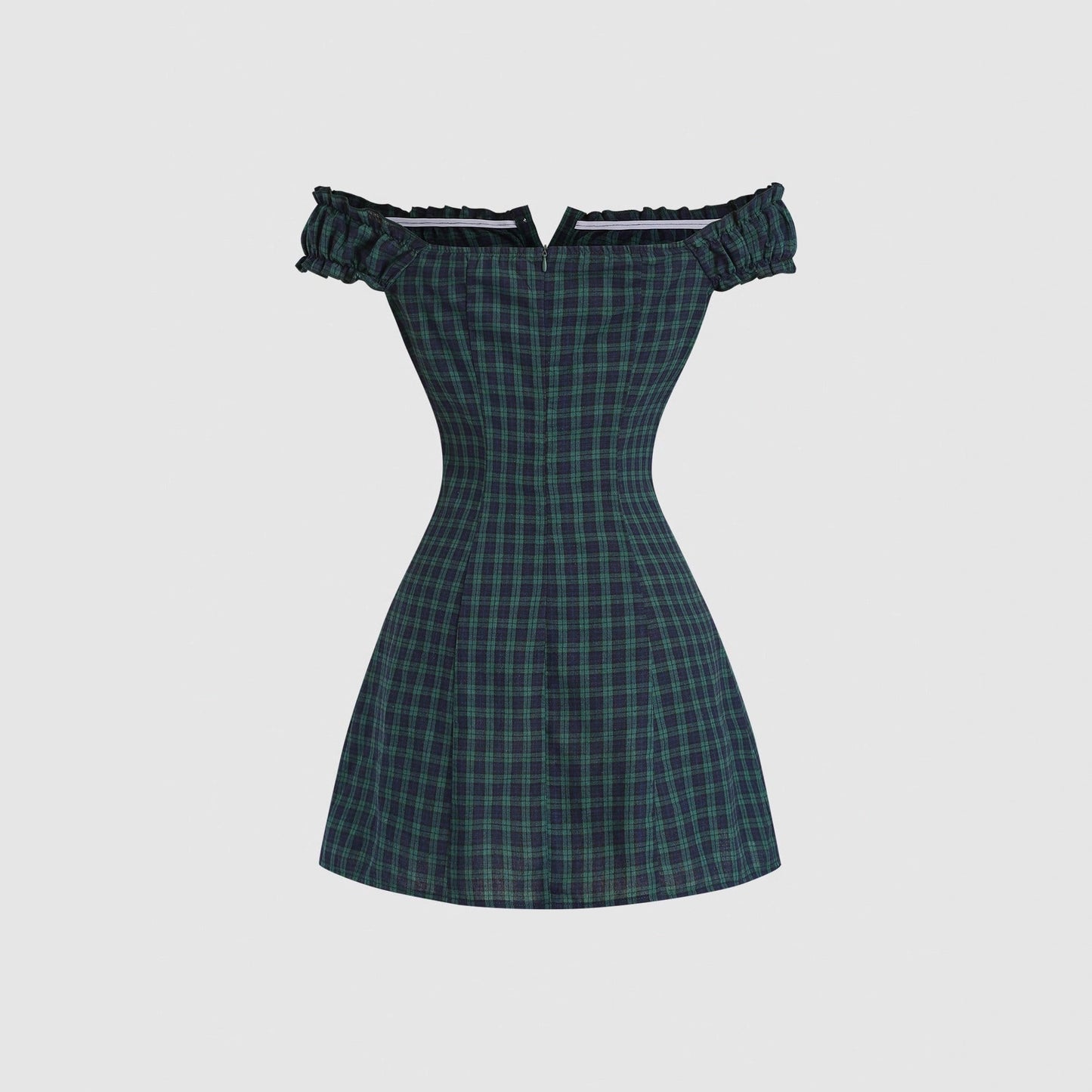 Women's New Arrival Plaid Printed Off-the-Shoulder Dress