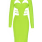 Retro Back Hollow-out Slit Slim-fitting Long Sleeve Dress