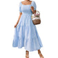 New Fashion Solid Color Shirred Backless Cake Temperament Dress