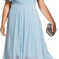 Banquet Evening Dress A- Line V-neck Chiffon Short Sleeve Knee-length Plus Size