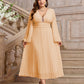 Plus Size Dress Women's V-neck Long Sleeve