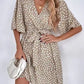 Women's Short-sleeved Lace-up Waist Trimming Versatile Dress
