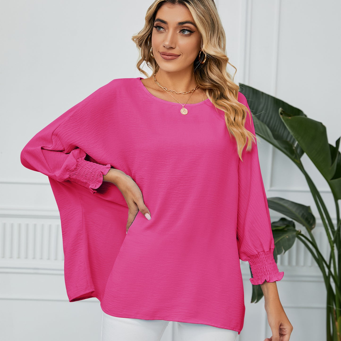 Women's Loose Three-quarter Sleeve Chiffon Top