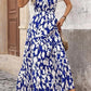 Robe imprimée à col en V et taille élastique pour femme