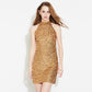 Cold-shoulder Sleeveless Sequined Women's Clothing Dress