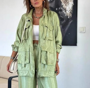 Women's Clothing Straight-leg Trousers Two-piece Set Solid Color Fashion